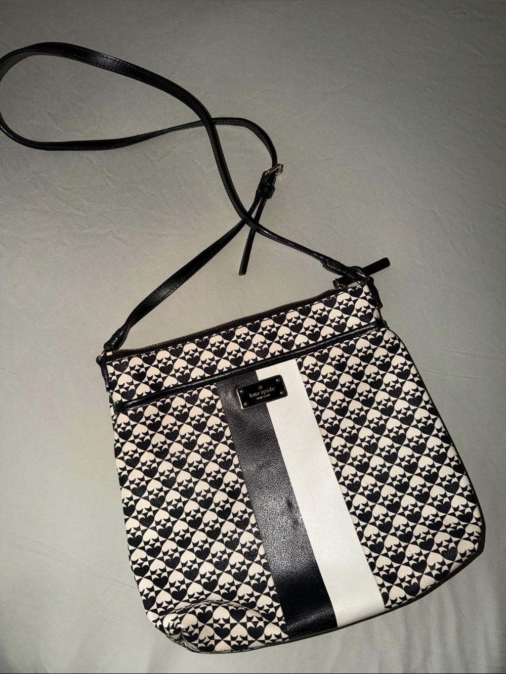 kate spade Black & White Geometric Stripe Crossbody Bag